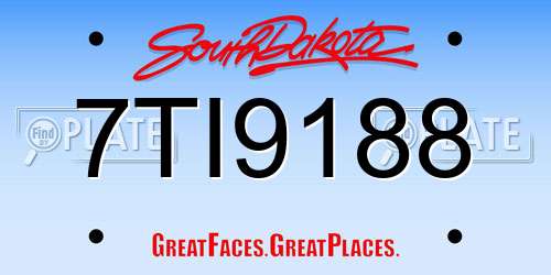 7TI9188 South Dakota License Plate