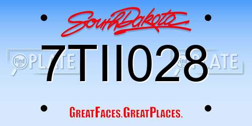 7TII028 South Dakota License Plate