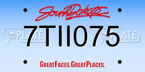 7TII075 South Dakota License Plate