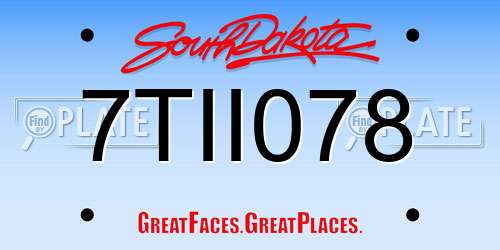7TII078 South Dakota License Plate