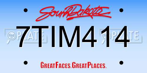 7TIM414 South Dakota License Plate