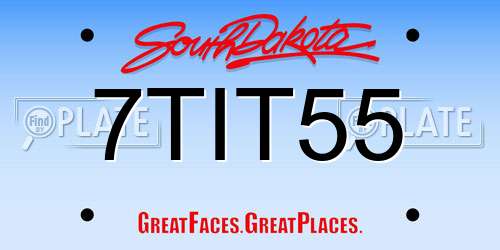 7TIT55 South Dakota License Plate