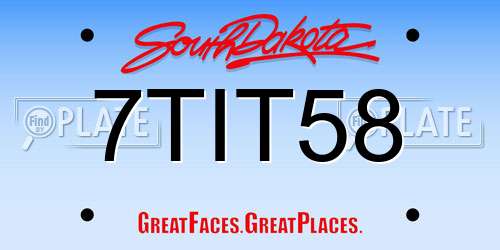7TIT58 South Dakota License Plate