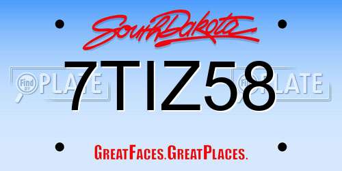 7TIZ58 South Dakota License Plate