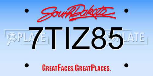 7TIZ85 South Dakota License Plate