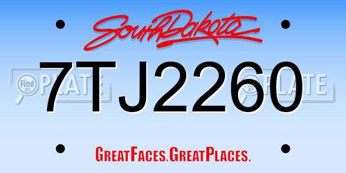 7TJ2260 South Dakota License Plate