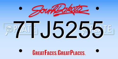 7TJ5255 South Dakota License Plate