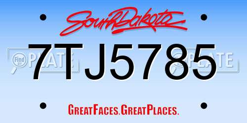 7TJ5785 South Dakota License Plate