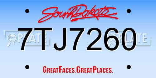 7TJ7260 South Dakota License Plate