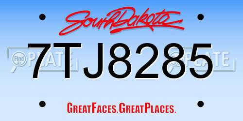 7TJ8285 South Dakota License Plate