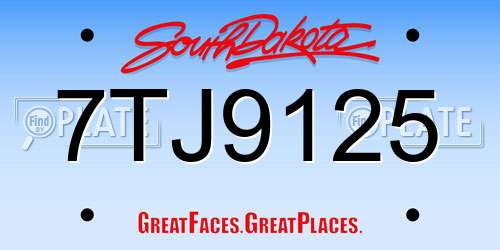 7TJ9125 South Dakota License Plate