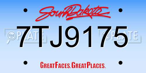 7TJ9175 South Dakota License Plate
