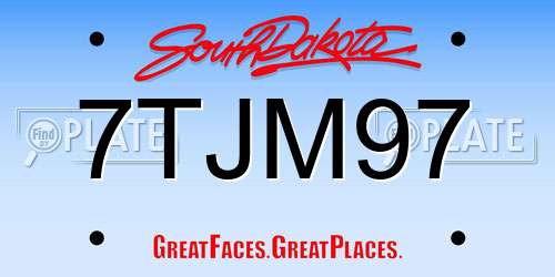 7TJM97 South Dakota License Plate