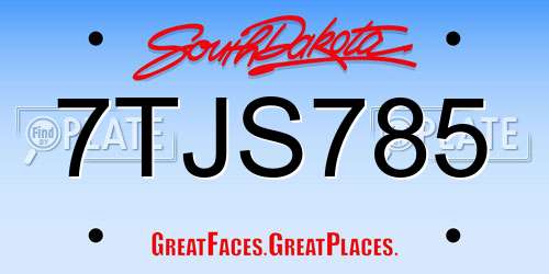7TJS785 South Dakota License Plate