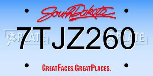 7TJZ260 South Dakota License Plate