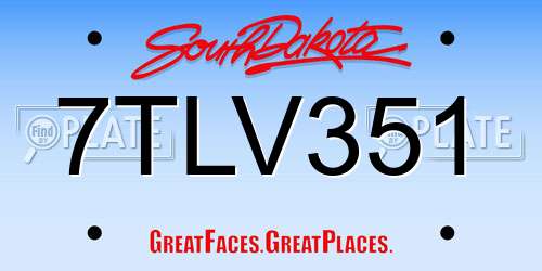 7TLV351 South Dakota License Plate