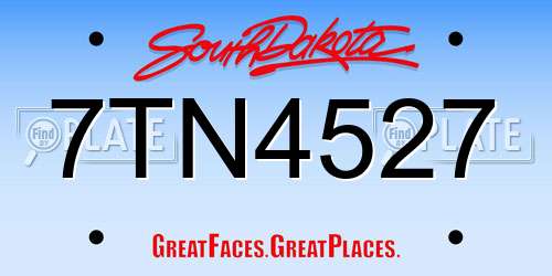 7TN4527 South Dakota License Plate