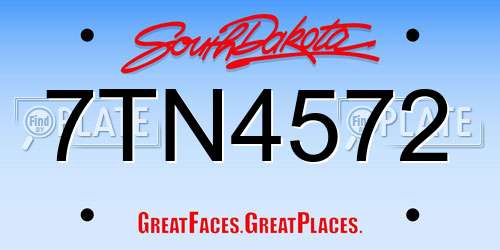 7TN4572 South Dakota License Plate