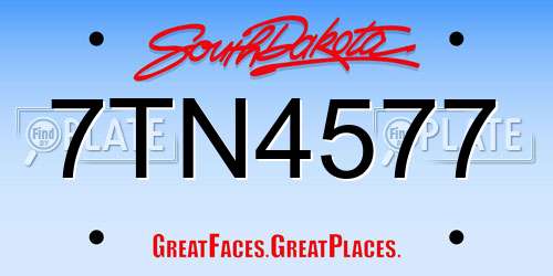 7TN4577 South Dakota License Plate