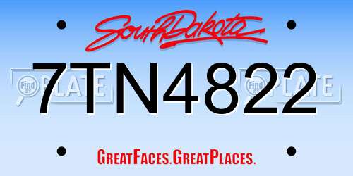 7TN4822 South Dakota License Plate