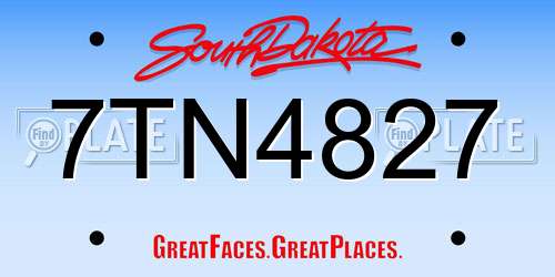 7TN4827 South Dakota License Plate