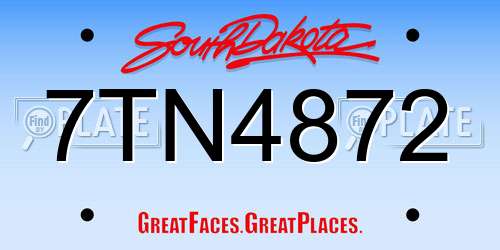 7TN4872 South Dakota License Plate