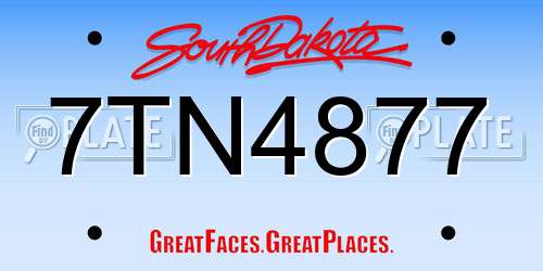 7TN4877 South Dakota License Plate