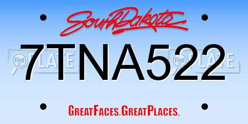 7TNA522 South Dakota License Plate