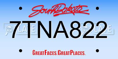 7TNA822 South Dakota License Plate
