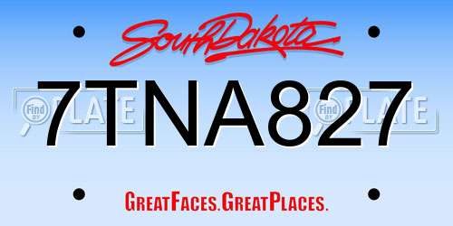 7TNA827 South Dakota License Plate
