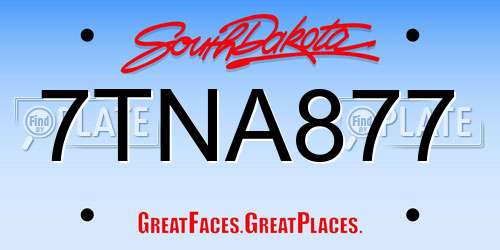 7TNA877 South Dakota License Plate