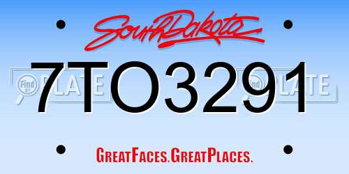 7TO3291 South Dakota License Plate