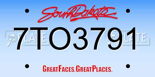 7TO3791 South Dakota License Plate