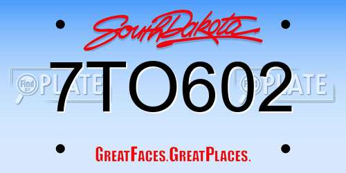 7TO602 South Dakota License Plate