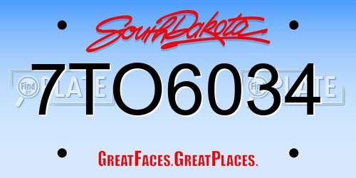 7TO6034 South Dakota License Plate