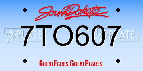 7TO607 South Dakota License Plate