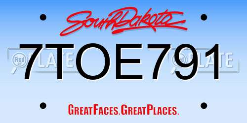 7TOE791 South Dakota License Plate