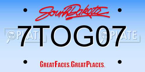 7TOG07 South Dakota License Plate