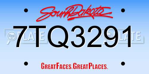 7TQ3291 South Dakota License Plate