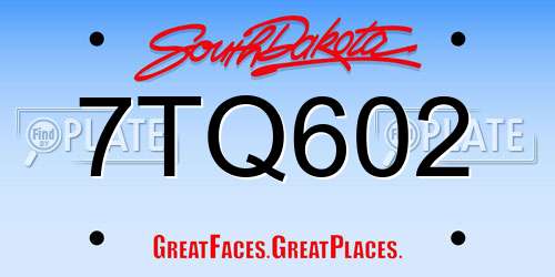 7TQ602 South Dakota License Plate