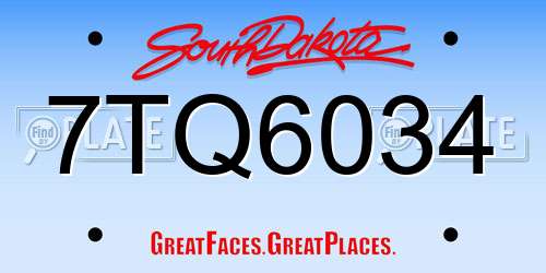 7TQ6034 South Dakota License Plate