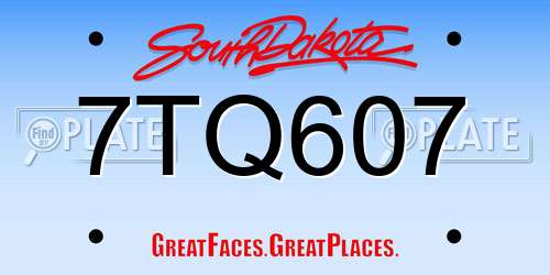 7TQ607 South Dakota License Plate