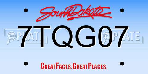 7TQG07 South Dakota License Plate
