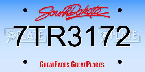 7TR3172 South Dakota License Plate