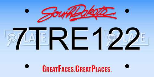 7TRE122 South Dakota License Plate