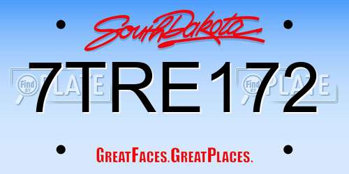 7TRE172 South Dakota License Plate