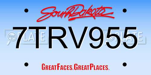 7TRV955 South Dakota License Plate