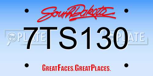 7TS130 South Dakota License Plate