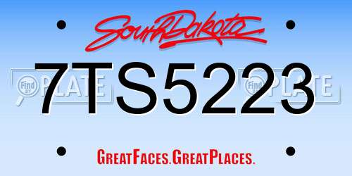 7TS5223 South Dakota License Plate