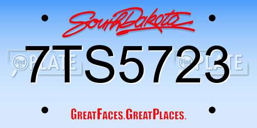 7TS5723 South Dakota License Plate